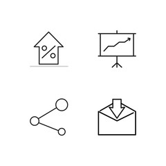 business simple outlined icons set - 224266918