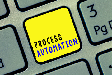 Conceptual hand writing showing Process Automation. Business photo text Transformation Streamlined...