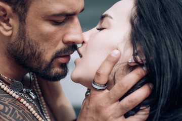 Sensual couple kiss. I Love You. Couple In Love. Romantic and love. Intimate relationship and...