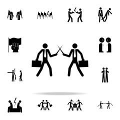 Fototapeta na wymiar business people fighting with sword icon. conflict icons universal set for web and mobile