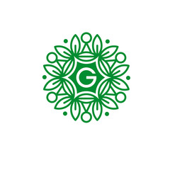 Letter G eco floral logo template vector illustration