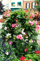Floral Basket on Sidewalk