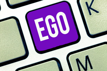 Writing note showing Ego. Business photo showcasing Sense of selfesteem selfworth of a person Conscious thinking matter.