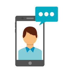 smartphone with man and speech bubble