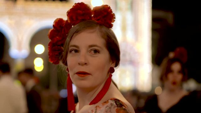 Girl with the tipical costume at the Feria os Sevilla.