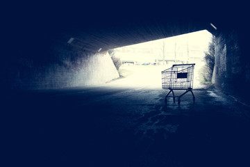 Abandoned shopping cart - obrazy, fototapety, plakaty