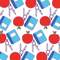 notebook school with apple fruit pattern