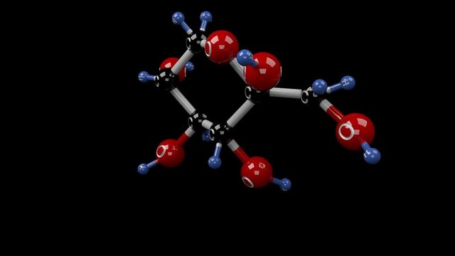 Fructose molecule. Molecular structure of fructopyranose, natural monosaccharide found in almost all fruits. Alpha channel