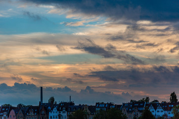 sunset over the city