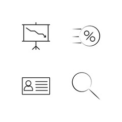 business simple outlined icons set