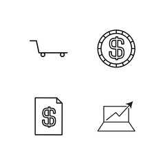 business simple outlined icons set