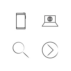 business simple outlined icons set