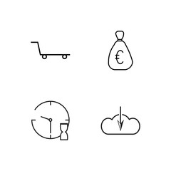 business simple outlined icons set