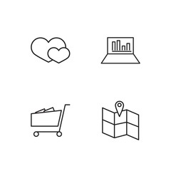 business simple outlined icons set