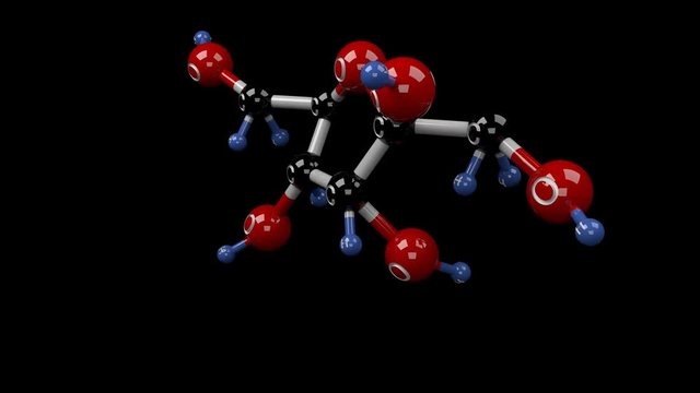 Fructose molecule Molecular structure of fructofuranose, natural monosaccharide found in almost all fruits. Alpha channel.
