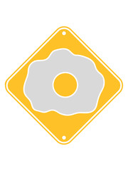 achtung gefahr schild vorsicht hinweis danger spiegelei essen lecker hunger kochen braten chef koch schürze küche frühstück ei eigelb eiweiß pfanne comic cartoon clipart