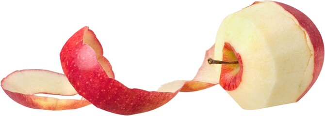 Apple skin being peeled off