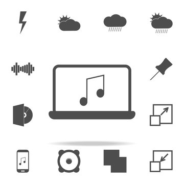 music on laptop icon. web icons universal set for web and mobile