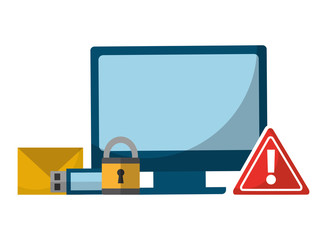 computer alert sign danger virus data security