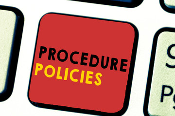 Word writing text Procedure Policies. Business concept for Steps to Guiding Principles Rules and Regulations.