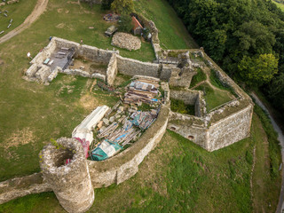 Aerial view of a medieval bastion and gate in Saris castle in Slovakia