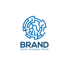 Key Labyrinth logo template. flat design