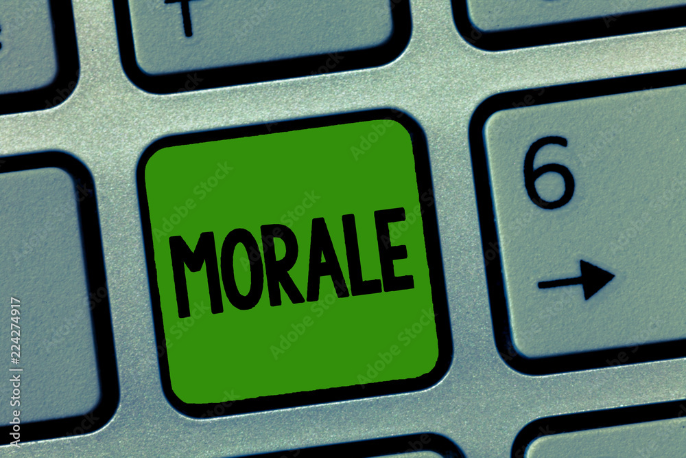 Fototapete handwriting text morale. concept meaning enthusiasm and discipline of person or group at particular 