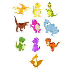 the collection of the little dinosaur with the different species 
