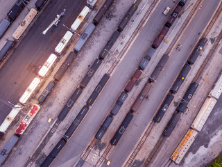 Aerial view of railroad tracks