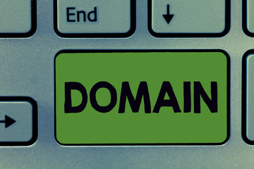 Text sign showing Domain. Conceptual photo distinct subset of Internet with addresses sharing...