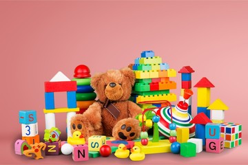 Toys collection isolated on white background