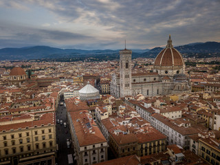 Fototapeta na wymiar Florence Firenze aerial panorama landscape of the Renaissance city center with the dome