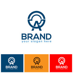 Letter A logo with circle vector icon, flat design