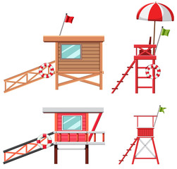 Set of lifeguard house and chair