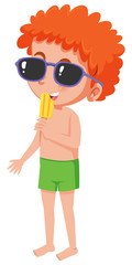 A boy eating ice-cream