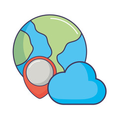 Obraz premium world planet cloud computing pointer location
