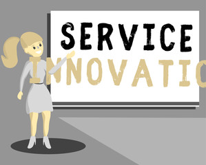 Conceptual hand writing showing Service Innovation. Business photo text Improved Product Line Services Introduce upcoming trend.