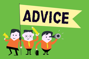 Text sign showing Advice. Conceptual photo guidance or recommendations offered with regard prudent action.