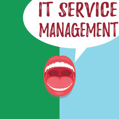 Conceptual hand writing showing It Service Management. Business photo text Activity Directed by Policies Lifecycle of Technology.