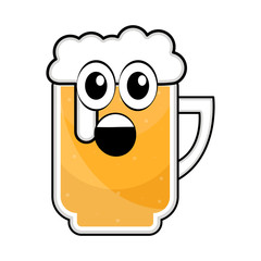 Colored surprised beer mug icon