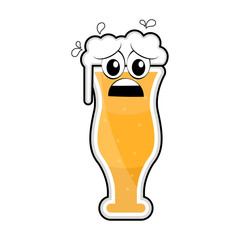 Colored sad beer glass icon