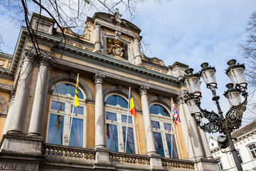 Facade of the City Theatre in Bruges