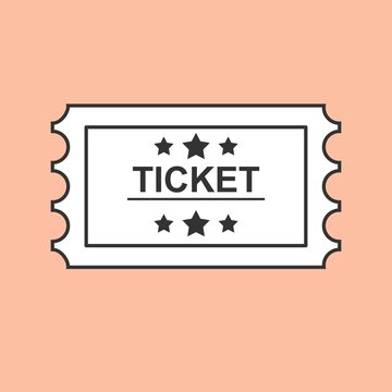 recommend clip art: Ticket line art. Outline ticket icon. Stock flat vector illustration.