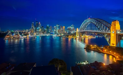 Foto op Plexiglas De haven en brug van Sydney in de stad Sydney © anekoho