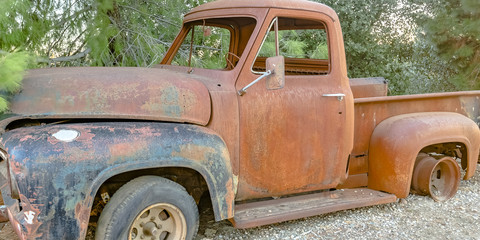 Broken down pickup truck in the forest