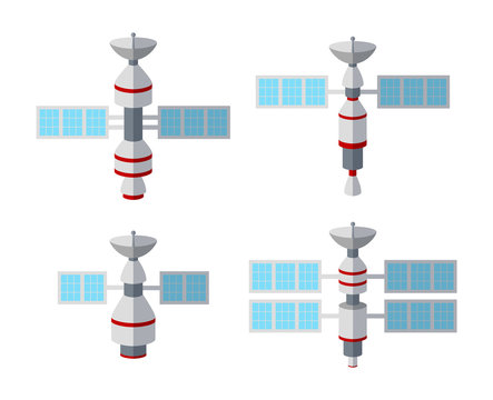 Set of satellite icon isolated on white background
