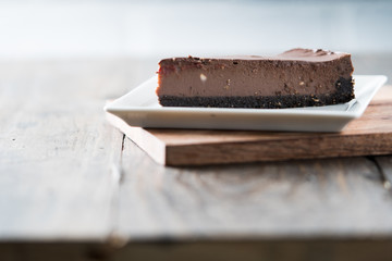 Chocolate cheesecake slice