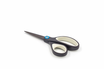 Single black steel scissors.