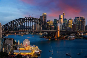 Photo sur Plexiglas Sydney Harbour Bridge Port et pont de Sydney dans la ville de Sydney
