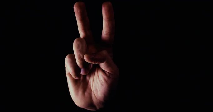 Hand appearing in a peace sign